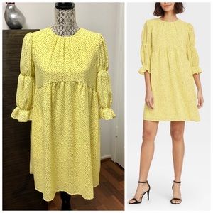 Who What Wear Dash Print Puff Elbow A-Line Dress